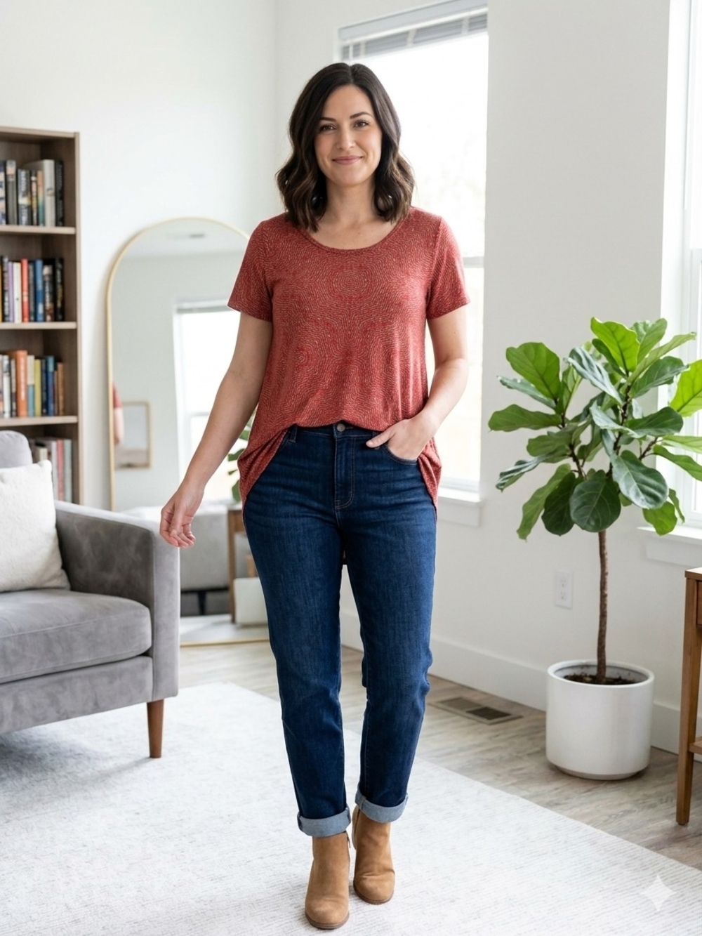 LuLaRoe Red Scoop Neck Short Sleeve Tunic